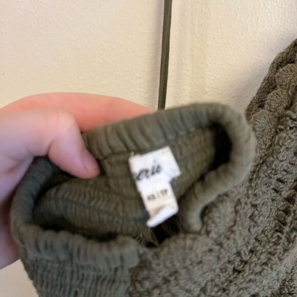 Aerie Olive Green Pool-To-Party Crochet Halter Open Back Mini Dress XS - Picture 9 of 11